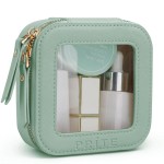 Prite Small Makeup Bag for Women Portable Clear Makeup Bag Cute Mini Waterproof Travel Cosmetic Bag with Gold Zipper for Car Essentials(Green)
