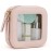 Prite Small Makeup Bag for Women Portable Clear Makeup Bag Cute Mini Waterproof Travel Cosmetic Bag with Gold Zipper for Car Essentials(Pearlescent Pink)