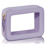 Prite Clear Makeup Bag Cosmetic Organizer Case Waterproof Travel Toiletry Bag Skincare Pouch with Golden Zipper(Violet)