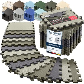 bemaxx Gym Mats Set - 18 pcs EVA Interlocking Foam Floor Tiles (12.6x12.6x0.4) 18sqft Protective Gym Flooring Sports Home Workout Exercise Mats Puzzle Garage Fitness Play-Room Garage Pool Treadmill