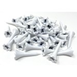 NorthPointe 1  Plastic Golf Tees - Short Tees for Irons, Par Threes, Hybrids, and Driving Range - Pack of 50 or 100 Bulk in High Visibility White Durable Plastic (100, Skull & Crossbones, 1 1/2)