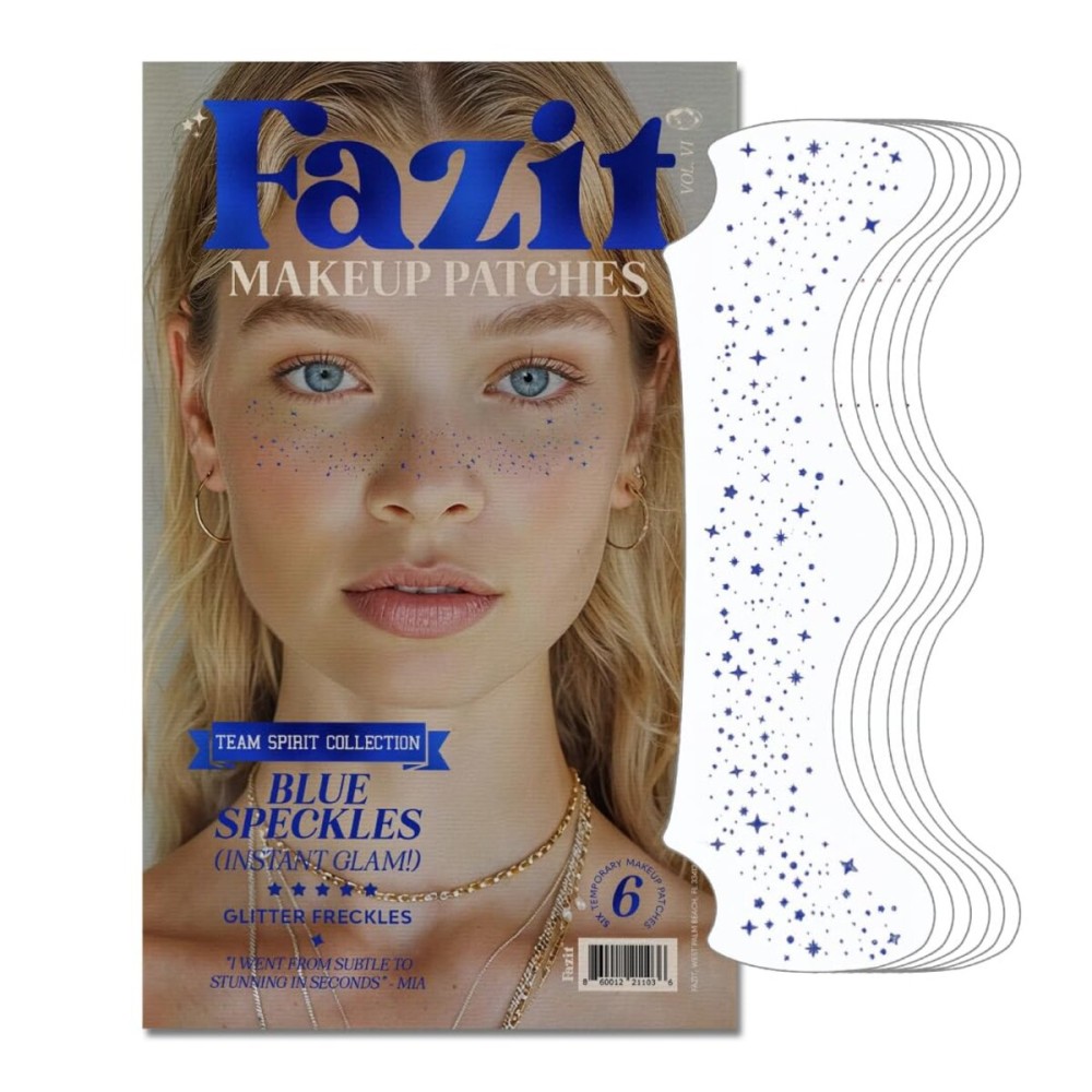 Fazit Makeup Patches - Blue Speckles - Glow Up Make-Up Patches - Cute Glitter Makeup Accessories for Women - Cosmetic Glitter for Face