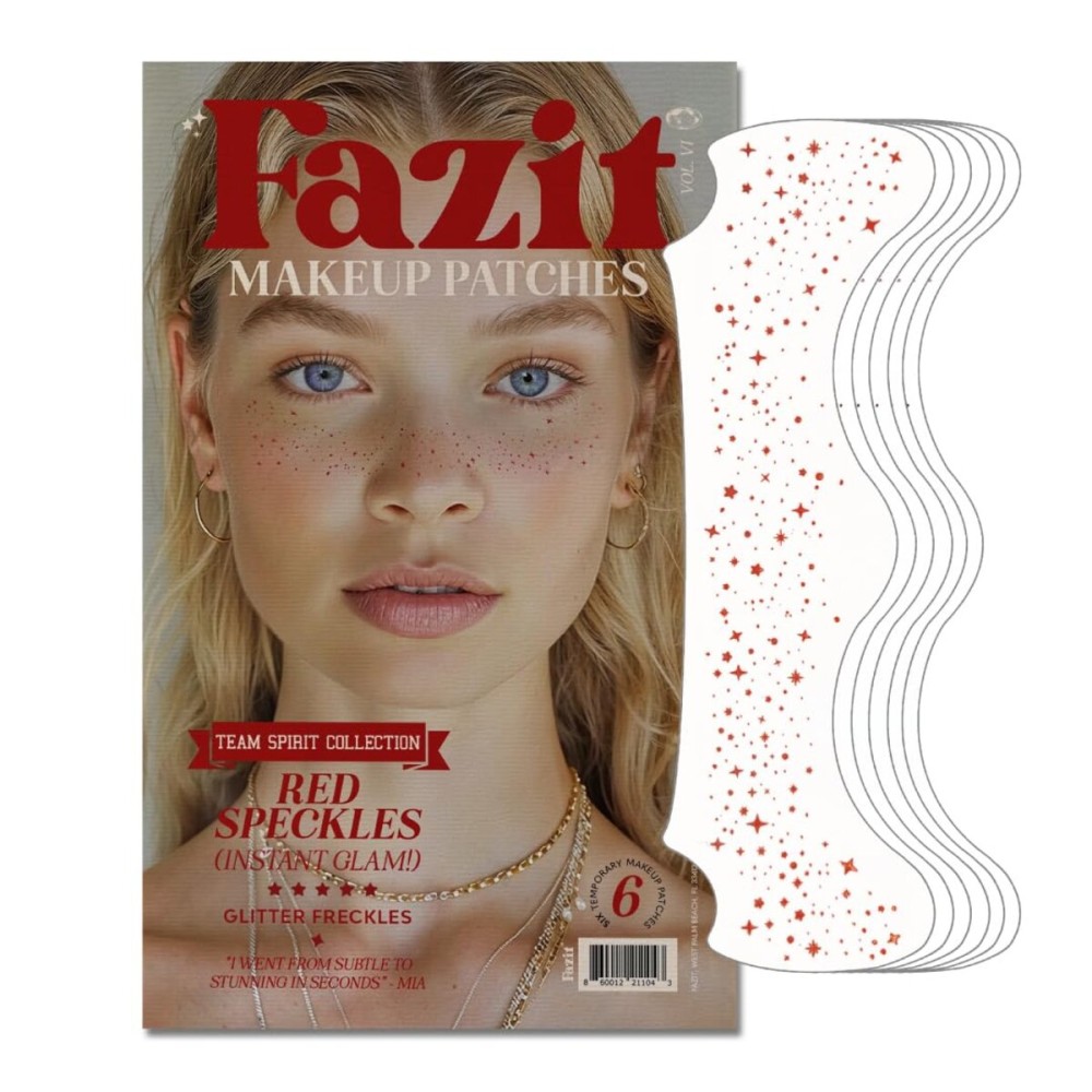 Fazit Makeup Patches - Red Speckles - Glow Up Make-Up Patches - Cute Glitter Makeup Accessories for Women - Cosmetic Glitter for Face