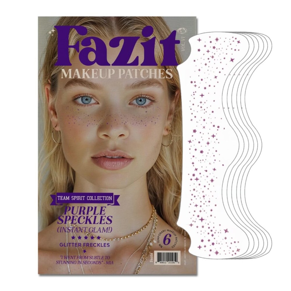Fazit Makeup Patches - Purple Speckles - Glow Up Make-Up Patches - Cute Glitter Makeup Accessories for Women - Cosmetic Glitter for Face