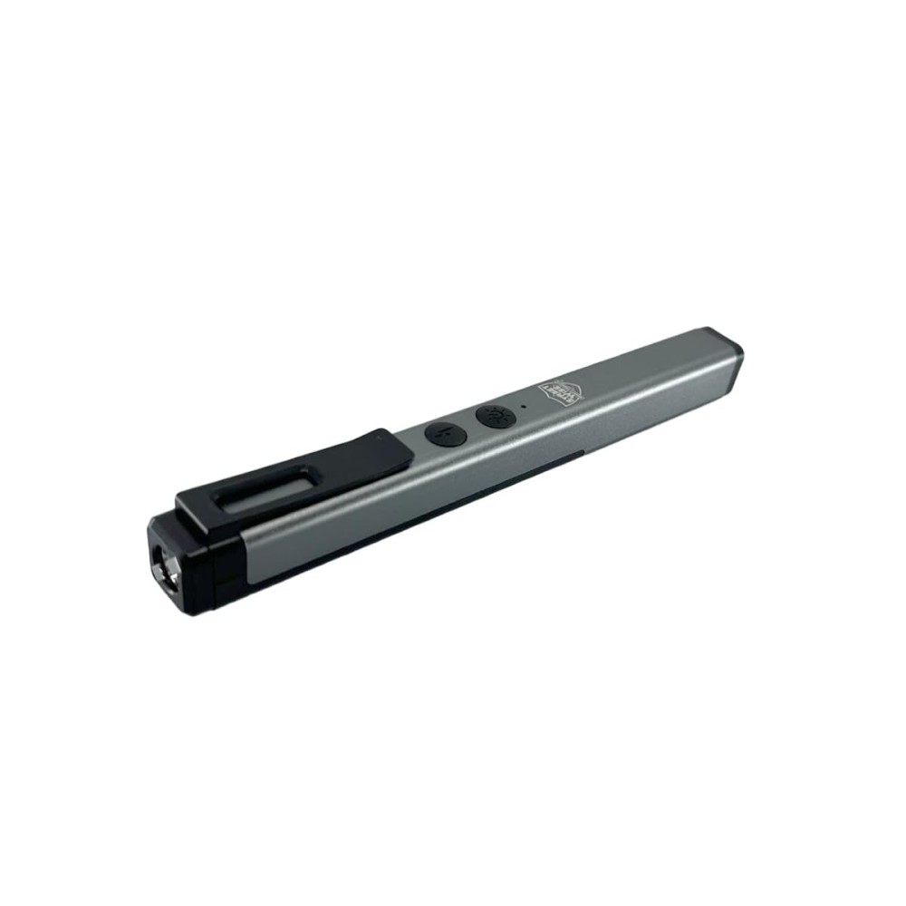 Streetwise Hot Rod Pain Pen Dual Light Stun Gun - 6.5 Stun Gun Pen with USB Rechargeable, Dual Flashlights (LED & COB), Built-in Magnet for Auto Safety, Self Defense Tool for Women and Men, Gray