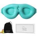 ALASKA BEAR 100% Blackout Sleep Mask for Women and Men, 3D Pillowy Soft Light Blocking Eye Mask with Contoured Eye Cups, Earplugs Set, Blue
