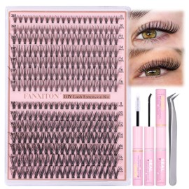 Natural DIY Lash Extension Kit Wispy Lash Clusters D Individual Lashes 20D+30D 280Pcs Lash Clusters Kit 8-16mm Eyelash Extension Kit by FANXITON