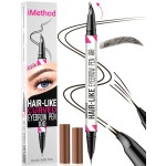 iMethod Curved Eyebrow Pen - 2-in-1 Dual-Ended Eyebrow Pencil with Curved Tip and Precise Brush-Tip, Microblading Pen for Natural Hair-Like Brows, Long Lasting, Black Brown