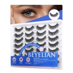 BEYELIAN 14 Pairs False Eyelashes Fluffy D Curl 6-15MM Cat Eye Lashes Wispy, 3D Volume Clear Band Faux Mink Lashes Soft and Lightweight, Reusable, Easy to Apply (14P-HSCS-48)