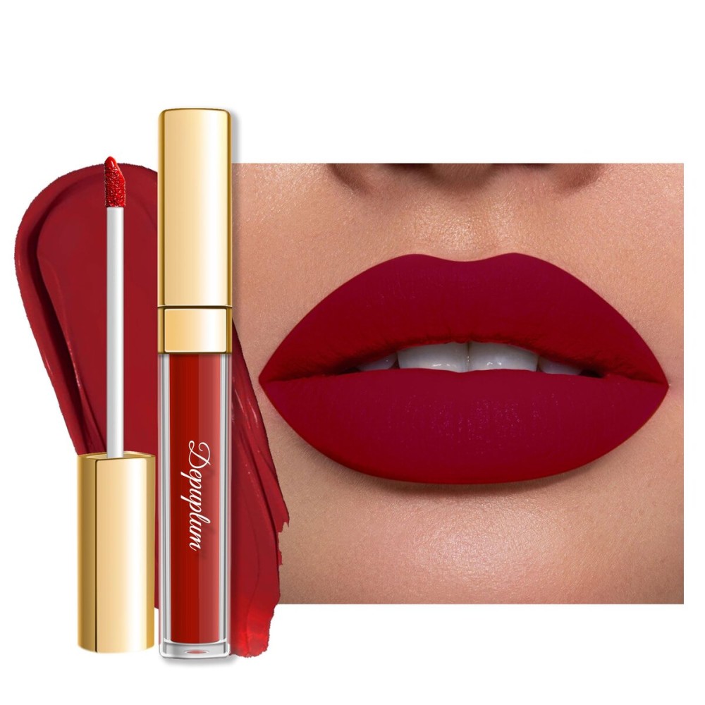 Depuplum Dark Red Lipstick Matte for Women Superstay Long Lasting Lipstick Smudgeproof Dark Liquid Lipsticks Cruelty Free Lip Makeup (DM18 Oxblood Red)
