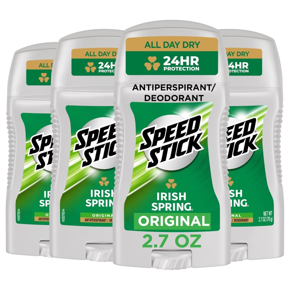 Speed Stick Men\'s Antiperspirant Deodorant, Irish Spring Scented, 3 Ounce, 4 Pack