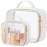 PACKISM TSA Approved Toiletry Bag 1 Large 1 Medium - 2 Pack Ruched Textured Clear Makeup Bag, Iridescent White, with 180 Large Opening and Supporting Frame, Perfect for Travel Essentials