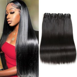 Liang Dian Human Hair Bundles 14 14 16 16 Inch Straight Bundles Human Hair 12A Brazilian Virgin Hair 100% Unprocessed Quick Weave Natural Color