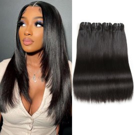 Liang Dian Human Hair Bundles 12 12 14 14 Inch Straight Bundles Human hair 12A Brazilian Virgin Hair 100% Unprocessed Quick Weave Natural Color