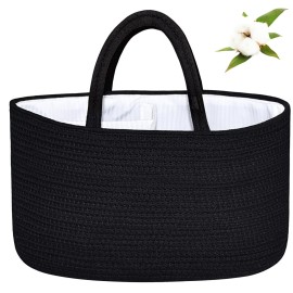 ABenkle X-Large Diaper Caddy Organizer, Boho Rustic Cotton Rope Nursery Baby Basket, Changing Table Organizer for Baby Diaper Storage and Baby Shower