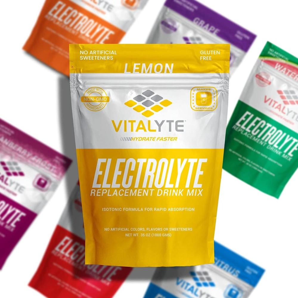 Vitalyte Electrolyte Powder Drink Mix, Isotonic Electrolyte Hydration Mix, Case Pack (6 Pack, Lemon)