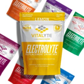 Vitalyte Electrolyte Powder Drink Mix, Isotonic Electrolyte Hydration Mix, Case Pack (6 Pack, Lemon)
