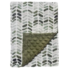 Baby Double Layer Soft Plush Minky Blanket With Dotted Backing for Boys Girls - Toddler Newborn Shower Gifts (Green Leaves, 30 X 40 Inch)