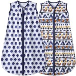 BSTOPPT Baby Sleeping Bag 2-Way Zipper Toddler Wearable Blankets Comfy Stretchy Lightweight TOG 0.5 (Soccer & Triangles, M)