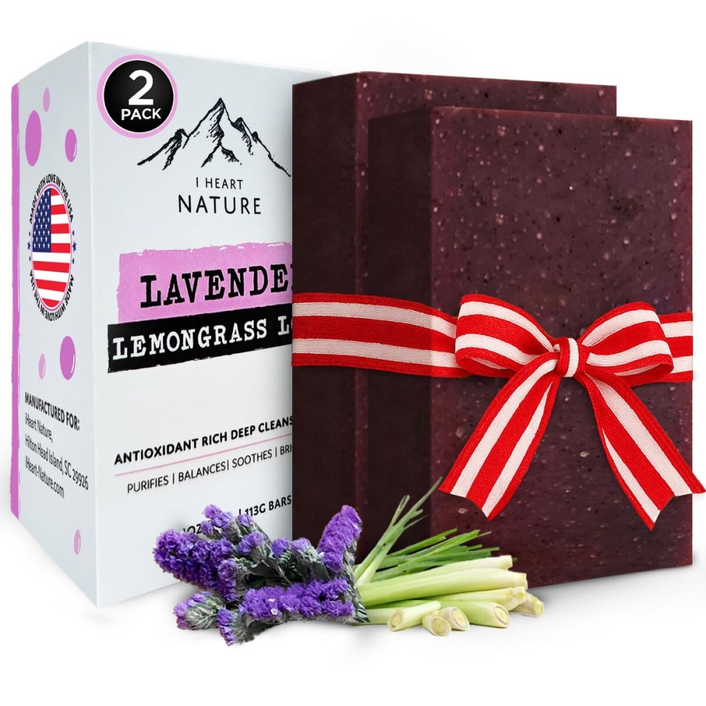 iHeart Lavender Soap Bars (2 Pack) - Deep Cleansing & Soothing for Sensitive Skin - Infused with Shea Butter & Sea Salt for Luxurious Lather & Long Lasting Freshness