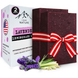 iHeart Lavender Soap Bars (2 Pack) - Deep Cleansing & Soothing for Sensitive Skin - Infused with Shea Butter & Sea Salt for Luxurious Lather & Long Lasting Freshness