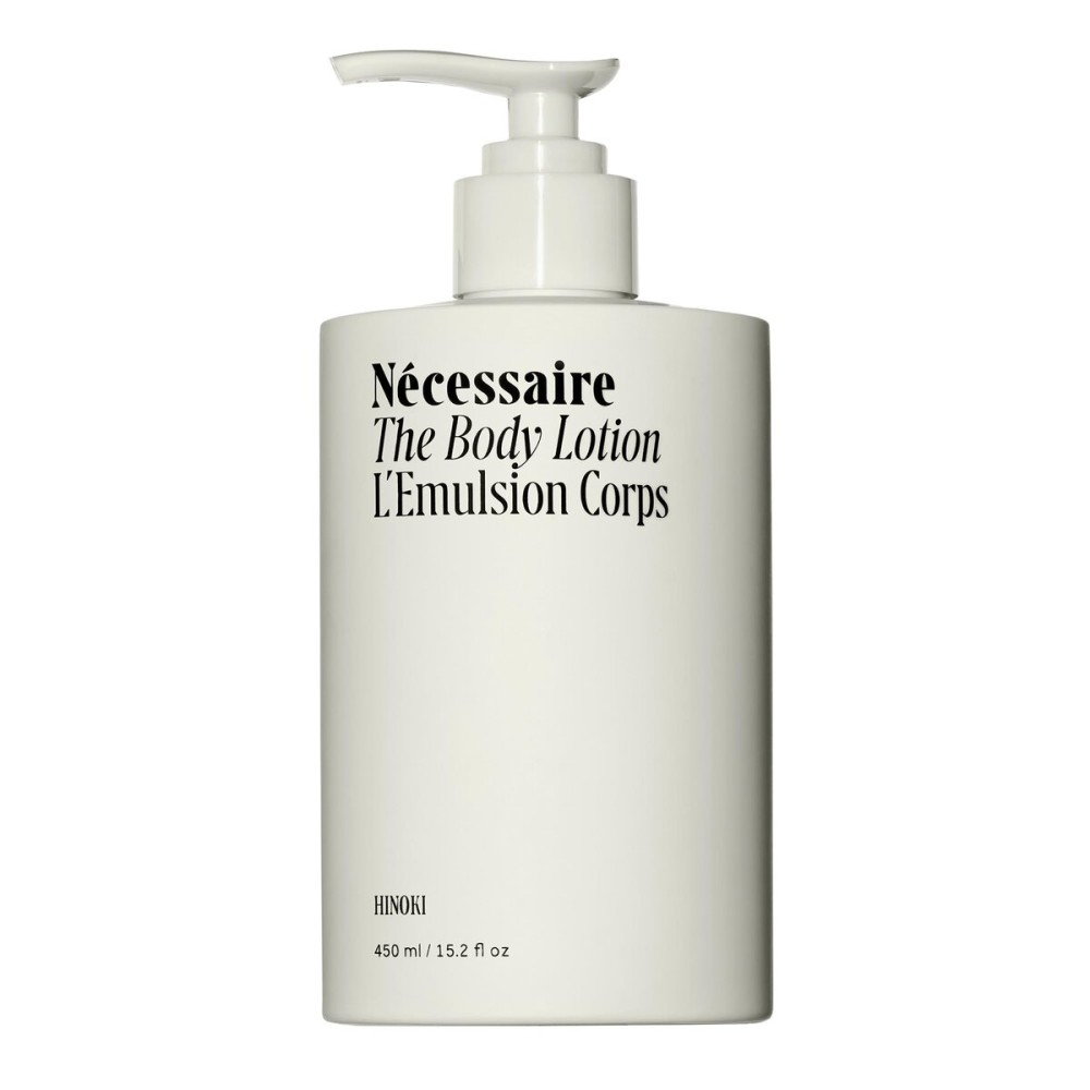 Ncessaire The Body Lotion with Pump - Hinoki Scented Body Moisturizer with Peptides, Niacinamide, Vitamins C/E & Omega 6/9 - Skin-Firming Daily Hydration - Dermatologist-Tested, Vegan - 15.2 oz