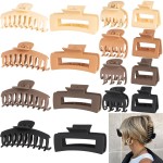16 PCS 4.4 Large Hair Clips,Claw Clips,FDBJulyy Hair Clips for Women & Girls,4 Styles 4 Colors 16 Pack Strong Hold Matte Claw Hair Clip for Women Thick Hair & Thin Hair, 90\'s Vintage