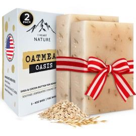 iHeart Gentle Moisture Oatmeal Eczema Soap (2 Packs) with Olive Oil and Shea Butter - Hydrating, Nourishing, Cleansing, and Soothing for Sensitive Skin - Infused with Honey, Oats, and Rosemary