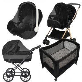 Enovoe Mosquito Net for Stroller - Bug Net for Stroller - Black Breathable Durable Polyester Mesh - Fits Strollers, Bassinets, Cradles, Playards - Pack N Plays Mini Cribs - Machine Washable