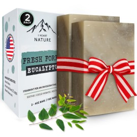 Fresh Forest Eucalyptus Soap Bar (2 Pack) with Spearmint for an Invigorating and Soothing Cleanse - Face & Body Wash - Infused with Shea Butter for Rich Creamy Lather & Long-Lasting Freshness