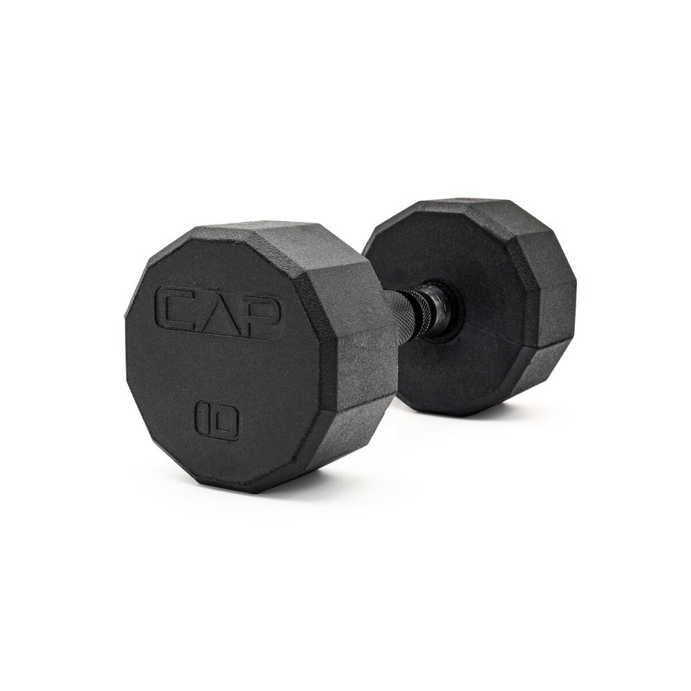 CAP Barbell 12-Sided Coated Dumbbell with Black Handle, Single, 10 LB