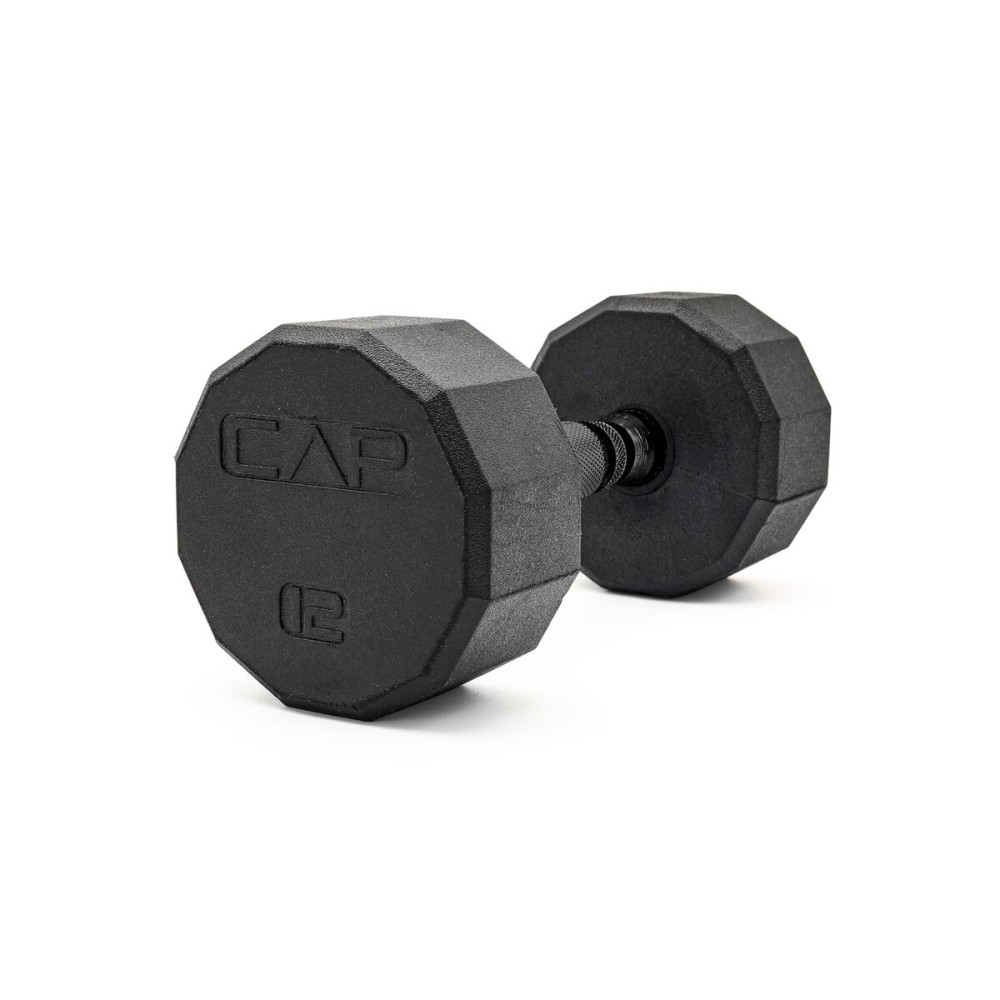 CAP Barbell 12-Sided Coated Dumbbell with Black Handle, Single, 12 LB
