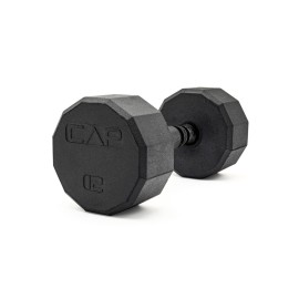 CAP Barbell 12-Sided Coated Dumbbell with Black Handle, Single, 12 LB