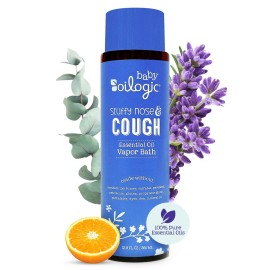 Oilogic Stuffy Nose & Cough Essential Oil Vapor Bath for Babies & Toddlers - Gentle Baby Bath Essentials - Pediatrician-Tested & Safe for Babies, 12.9 Fl Oz