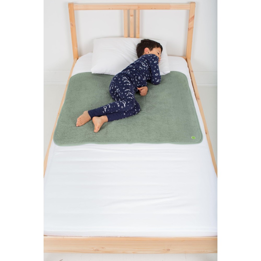 PeapodMats Bedwetting & Incontinence Waterproof Bed Mat - Reusable Underpad. Secure Placement & Breathable. Washable. Enviro Friendly 3x3 (Sage) Mattress Protector & Pee Pad for Kids & Adults