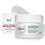 RoC Hydration+ Hyaluronic Acid Moisturizer Face Cream Fragrance Free Sensitive Face Moisturizer with Collagen Proteins 1.7 Ounces with Retinol Eye Cream Packette