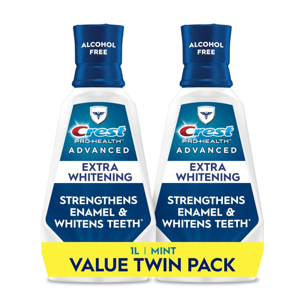 Crest Pro-Health Advanced Mouthwash, Alcohol Free, Extra Whitening, Energizing Mint Flavor, 2x946mL (32 fl oz)