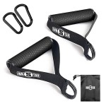 INNSTAR Upgraded Heavy Duty Exercise Handles, Cable Machine Attachments Resistance Bands Handles with Solid ABS Core Grips Fitness Strap Stirrup Handle Cable Attachment (Handles+Buckle)