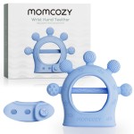 Momcozy Baby Teether Toys | Silicone Teether for 0-12 Months | Baby Teething Relief | Blue