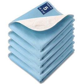SOLOSHINE Washable Waterproof Underpads, 24 x 18 (5 Pack) Heavy Absorbency Reusable Incontinence Pads for Chair, Bassinet, Crib, Car Seat, Sofa, Wheelchair