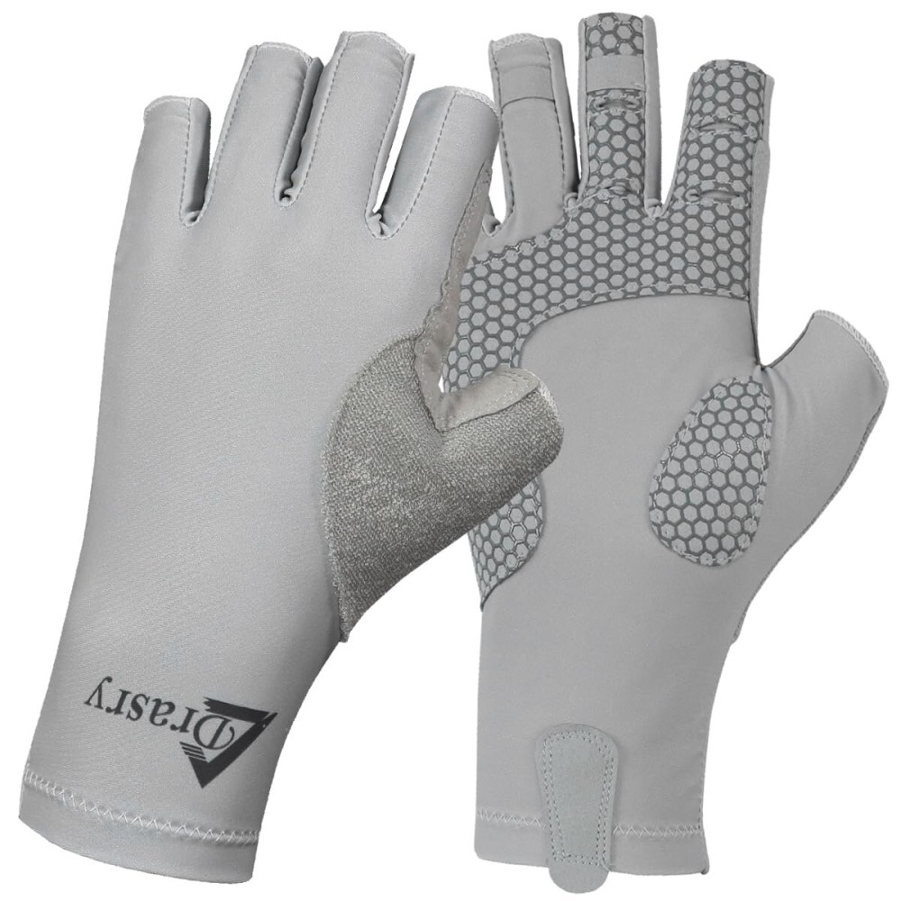 Drasry UV Protection Fishing Fingerless Gloves for Men Women - UPF 50+ SPF for Kayak Paddling Hiking Sailing Rowing - Sun Protection Dark Gray S