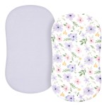 TILLYOU Baby Bassinet Sheets for Girls Boys, Fit for Hourglass Oval Rectangle Bassinet Mattress Sheets, 33X16, 2 Pack Brilliant Little Flowers and Purple