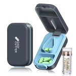 Pill Cutter | Best Cutter for Small or Large Pills |with Safety Lock Buckle Design in The USA| Cuts Vitamins | Pill Splitter Detachable Silicone pad Easy to wash with Crystal Pill Box (Grey)