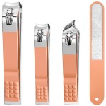 DUCOO Nail Clipper Set, 4 PCS Ultra Sharp Nail Clippers for Men, Women, Adults Toenail Fingernail Clippers, Stainless Steel Nail Cutter & File, Rose Gold
