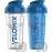 VELOMIX -2 Pack- 28 oz Protein Shaker Bottles for Protein Mixes - 2x Wire Whisk | Leak Proof Shaker Cups for Protein Shakes | Protein Shaker Bottle Pack | Shakers for Protein Shakes-Blue&Transparent