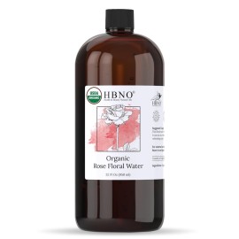 HBNO Organic Rosewater - 32 oz (950ml) Value Size - Ideal for Face Mists, Room Sprays, Fragrances, Candles, Makeup Fixers, Face wash, Lotions, and Skin Care Products.
