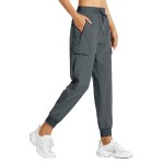 Libin Women\'s Cargo Joggers Lightweight Quick Dry Hiking Pants Athletic Lounge Casual Travel Petite, Steel Gray M