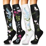 4 Pairs Compression Socks for Women Circulation-Best Support for Nurses,Running,Athletic,Travel S-M