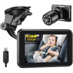 Itomoro Baby Car Camera USB Plug, 4.3 HD Car Baby Monitor with Camera Night Vision, Safety Seat Baby Car Mirror for Rear Facing 5 Mins Easy Installation