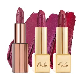 Oulac Metallic Puple Lipstick Set 3PCS, Comfortable Creamy Texture, Smooth No Grainy Feeling, Vegan & Gluten Free, Full-Coverage Lip Makeup, 3 X 4.3 g, 606+04+14